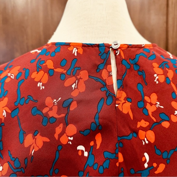 MARIMECKKO RUST RED SUMMER FALL DAY MIDI DRESS FLORAL PRINT FLOWER SUMMER XS - Picture 7 of 14